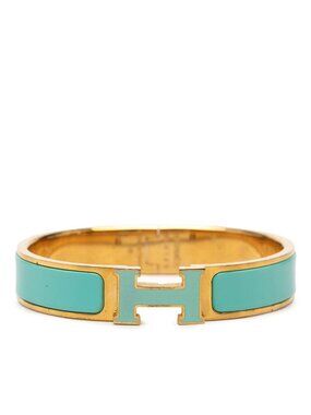 Hermes Click PM Bracelet Gold Light Blue Plated Enamel